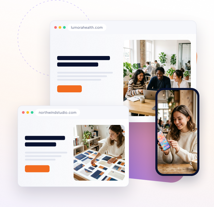 Website and mobile app designs created by Avenix for client brands