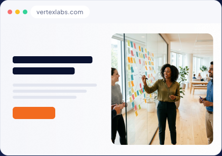 Vertex Labs website design with a whiteboard planning session