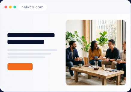 Helix & Co website design with a team meeting hero photo