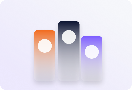 Three gradient product containers showing brand packaging