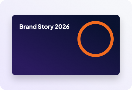 Brand Story 2026 presentation slide with an orange ring accent