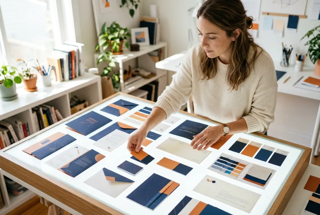 Designer reviewing Northwind brand assets